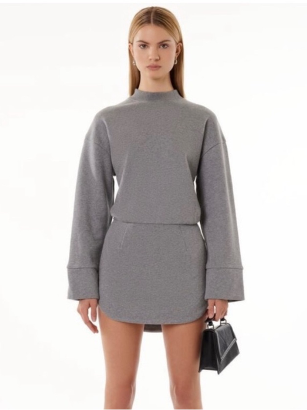 BARNEYS NEW YORK x FOREVER 21 -Grey Mock-Neck Sweater Mini Dress🖤